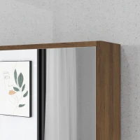 kleankin Armadietto Bagno con Specchio, Ripiani e Scaffale Regolabile, Montaggio a Parete, 60x15x76cm, Noce(m-9)