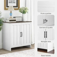 HOMCOM Credenza Cucina Moderna a 2 Ante con Ripiano Regolabile in Legno, 80x39.7x80cm, Bianco(m-6)