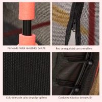 HOMCOM Trampolín para Niños +3 Años con Superficie de Salto Ø110 cm Red de Seguridad y Cubierta Protectora Ø163x163 cm Rojo(m-6)