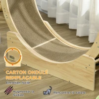 PawHut Roue de course pour chat d'intérieur tapis roulant avec frein coussins de grattage diamètre 91 cm naturel(m-7)