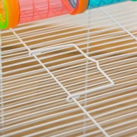 PawHut Gabbia per Criceti a 3 Livelli con Tubi, Casetta, Serbatoio dell'Acqua e Ruota, 59x36x47 cm(m-9)