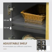 HOMCOM Storage Cabinet Sideboard with Tempered Glass Adjustable Shelves and Solid Wood Legs(m-5)