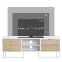 HOMCOM Mobile Porta TV fino a 47", Mobiletto Basso con Cassetti, Mobiletto da Salotto in Legno, 120x39x48cm, Bianco e Rovere(m-6)