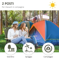 Outsunny Sedia Campeggio Doppia a 2 Posti, Pieghevole con Maniglia e Braccioli, 141x67x80cm, Verde(m-4)