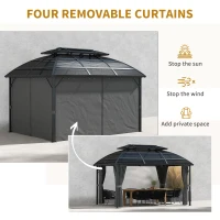 Outsunny 4 x 3m Aluminium Frame Hard Gazebo, with Accessories - Black(m-6)