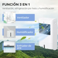 HOMCOM Enfriador de Aire con 3 Velocidades Temporizador 7,5h Tanque de Agua 15L Apto para 15-20 ㎡ 37x32x78 cm Blanco(m-5)