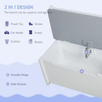 HOMCOM 4-Piece Kids Table and Chair Set with 2 Wooden Chairs, 1 Storage Bench, and Interesting Modern Design, Grey/White(m-7)