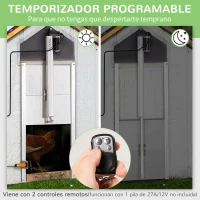 PawHut Kit de Abridor Automático de Puerta de Gallinero con Puerta de Aluminio Sensor de Infrarrojos Control de Temporizador y Mando a Distancia 30x30x0,15 cm Plateado(m-4)