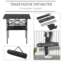 Outsunny Campingtisch aus Aluminium faltbar Klapptisch Falttisch mit Netztasche tragbarer Picknicktisch für Camping Garten Party Picknick Balkon Schwarz 70 x 70 x 69 cm(m-5)