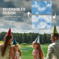 Outsunny Outdoor Wendeteppich, wasserfest, Blattmuster, 182x274cm, Blau/Creme(m-7)