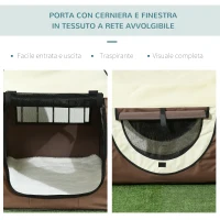 PawHut Trasportino per Animali Domestici Pieghevole in Oxford con Cuscino Rimovibile Lavabile e Borsa per Trasporto, 70x51x59cm, Marrone(m-6)
