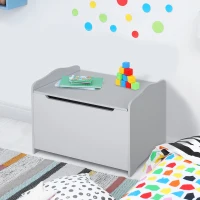 HOMCOM Cassapanca Portagiochi in Legno, Panca Contenitore per Cameretta Coperchio con Pistone Pneumatico, 60x40x48cm, Grigio(m-4)