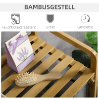 HOMCOM Wäschesammler Wäschekorb, 2 Wäschesäcke, 2 Griffe, Bambus, 63,5 x 33 x 73 cm, Grau + Natur(m-7)