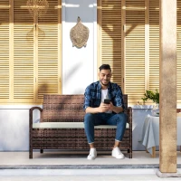 Outsunny 125L Storage Garden Bench, with Cushion - Brown(m-2)