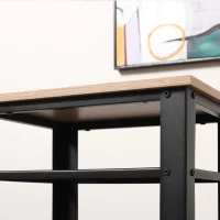 HOMCOM Tall Side Table with 3 Layer, 2 Shelves Storage Display Industrial-Style, Metal Frame, Bedside End Table for Living Room Bedroom, Oak and Black(m-9)