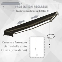 Outsunny Store banne Manuel rétractable Angle Réglable Aluminium Polyester imperméabilisé 3,5 x 2,5 m gris clair(m-7)