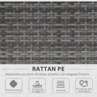 Outsunny Set 4 P.zi Mobili da Giardino in Rattan (PE), Salotto da Esterni con Tavolo, 2 Sedie, Divano due posti, Grigio(m-4)