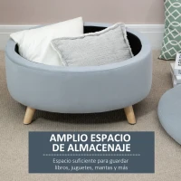 HOMCOM Otomana Puff Tapizada en Terciopelo Acolchada Taburete de Almacenaje con Tapa Extraíble y Patas de Madera para Dormitorio Salón Pasillo 71x51,5x42 cm Gris(m-4)