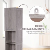 kleankin Colonna Bagno in MDF con 2 Armadietti e 2 Ripiani Aperti, 30x32x172.5 cm, color Legno(m-5)