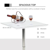 HOMCOM Square Height Adjustable Bar Table Counter Pub Desk with Metal Base for Home Bar, Dining Room, Kitchen, White(m-5)