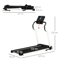 HOMCOM Tapis de course électrique pliable 1-12 km/h 400 W tapis roulant écran LED support de téléphone bande extra-large antidérapant acier PP ABS 147 x 74 x 125 cm noir(m-3)