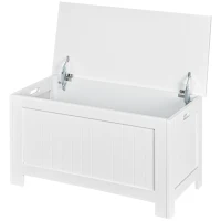 HOMCOM Lift Top Storage Chest Toy Box Organizer with Lid and Safety Hinges for Bedroom Entryway Living Room - White(m-11)