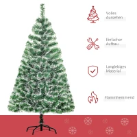 HOMCOM Künstlicher Weihnachtsbaum 1,5 m Christbaum Tannenbaum 416 Äste Metallfuß PET Grün(m-4)