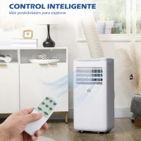 HOMCOM Aire Acondicionado Portátil 9000BTU Ventilador Deshumidificador con Control Remoto 35,3x35x72,5 cm Blanco(m-5)