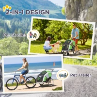 PawHut Dog Bike Trailer 2-in-1 Pet Stroller for Large Dogs Cart Foldable Bicycle Carrier Aluminium Frame with Safety Leash Hitch Coupler Reflector Flag Orange(m-4)