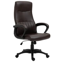 Vinsetto Fauteuil de bureau chaise de bureau ergonomique assise rembourré dossier haut pivotant à 360° réglable en hauteur simili cuir marron(m-10)