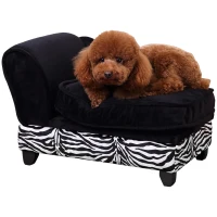 PawHut Dog Sofa Bed for XS-Sized Dogs, Pet Chair with Hidden Under Seat Storage, Cat Sofa Lounge with Removable Soft Cushion, Thick Sponge, Wooden Frame(m-1)
