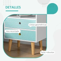 HOMCOM Cómoda de Madera Cajonera con 2 Cajones Mesita de Noche con Estante Abierto para Dormitorio Salón 45x30x65 cm Blanco(m-6)