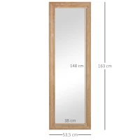 HOMCOM Espejo de Pared Cuerpo Entero 163x53,5 cm Espejo Colgante Grande de Madera Decoración para Salón Dormitorio Natural(m-3)