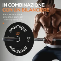 SPORTNOW Set 2 Dischi Pesi da 5kg in Gomma con Foro da 2"/5 cm per Manubri e Bilancieri, Nero(m-5)