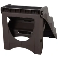 PawHut 3-steps Dog Stairs, Plastic Cat Ladder Lightweight, Pet Access Steps, for Bed, Sofa, Non-slip Stickers, Brown(m-9)