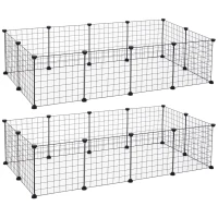 PawHut Cage parc enclos pour animaux domestiques L 106 x l 73 x H 36 cm bords arrondis fil métallique noir(m-1)