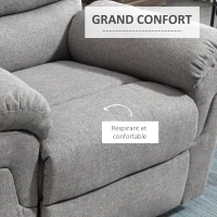 HOMCOM Fauteuil de Relaxation inclinable Manuel avec Repose-Pied Ajustable Tissu Polyester Aspect Lin Gris Clair chiné(m-5)