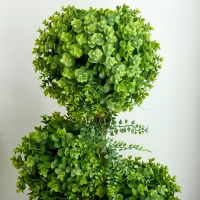 HOMCOM Plante artificielle arbre artificiel 3 boules de buis avec pot ciment, intérieur et extérieur, hauteur 115 cm(m-7)