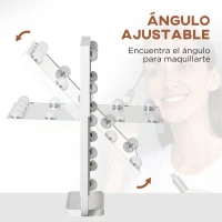 HOMCOM Espejo de Maquillaje con Luz Espejo Hollywood de Mesa con 12 LED 3 Modos y Luz Ajustable Pantalla Táctil y Función de Memoria para Dormitorio Baño 32,8x11x47,4 cm Blanco(m-6)