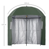 Outsunny 2m Beach Parasol Fishing Umbrella Brolly with Sides and Push Botton Tilt Sun Shade Shelter with Carry Bag, UV30+, Green(m-3)