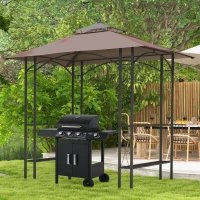 Outsunny 2.5 x 1.5m BBQ Tent Canopy Patio Outdoor Awning Gazebo Party Sun Shelter - Coffee(m-2)