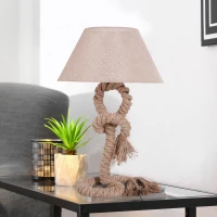 HOMCOM Table Lamp Bedside Light Indispensable Nautical Twisted Rope Glow E27 Bedroom Living Room Beige(m-8)