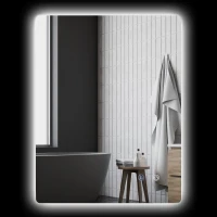 kleankin LED-Badezimmerspiegel, Antibeschlag, Touch-Schalter, Hintergrundbeleuchtung, 70 x 50 cm, Weiß(m-1)