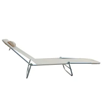 Outsunny Lettino Prendisole Pieghevole con Schienale Reclinabile e Cuscino, 182x56x24.5cm(m-10)