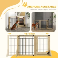 PawHut Valla para Mascotas Extensible de 2 Paneles con Patas de Apoyo Triangulares 112-159x44x70 cm Natural(m-5)