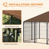 PawHut Outdoor Dog Kennel Puppy Play Pen with Canopy Garden Playpen Fence Crate Enclosure Cage Rotating Bowl 211 x 141 x 151 cm(m-7)