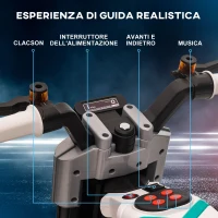 HOMCOM Moto Elettrica per Bambini 3-5 Anni in PP e Metallo con Rotelle, Clacson e Musica, 86x44x58 cm, Bianca e Nera(m-4)