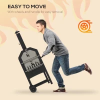 Outsunny Steel 3-Tier Outdoor Pizza Oven Charcoal BBQ Grill, Black(m-8)