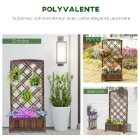 Outsunny Jardinière avec Treillis - bac à Fleurs - jardinière sur Pied - dim. 60L x 30l x 122H cm Bois Sapin traité carbonisation(m-4)