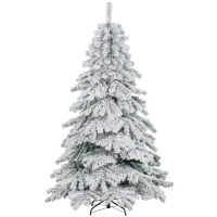 HOMCOM Árbol de Navidad Artificial Nevado 180 cm con 627 Ramas y Soporte de Metal Árbol de Navideño para Salón Verde y Blanco(m-10)